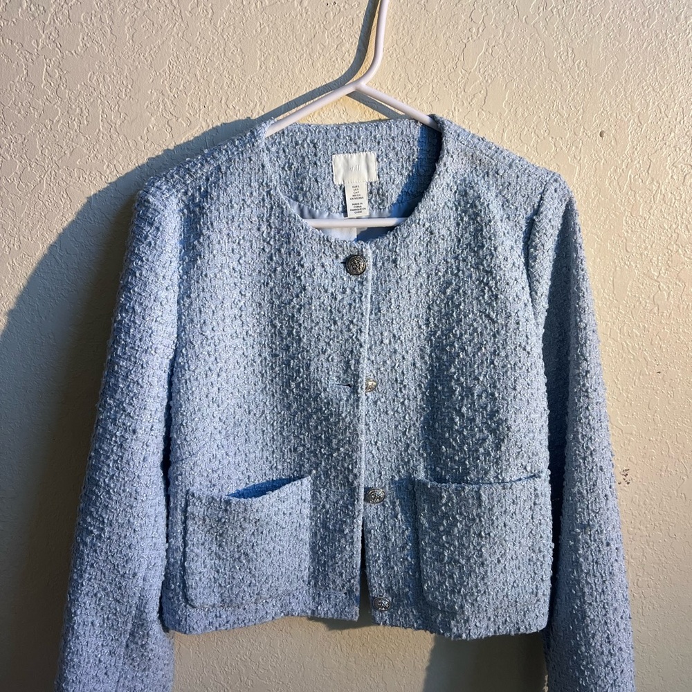 H&M Sky Blue Textured Blazer